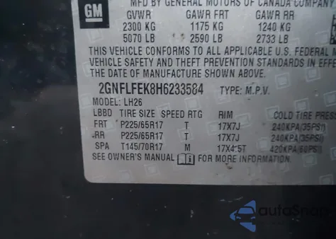 2017 Chevrolet Equinox Lt from USA, damaged, VIN 2GNFLFEK8H6233584